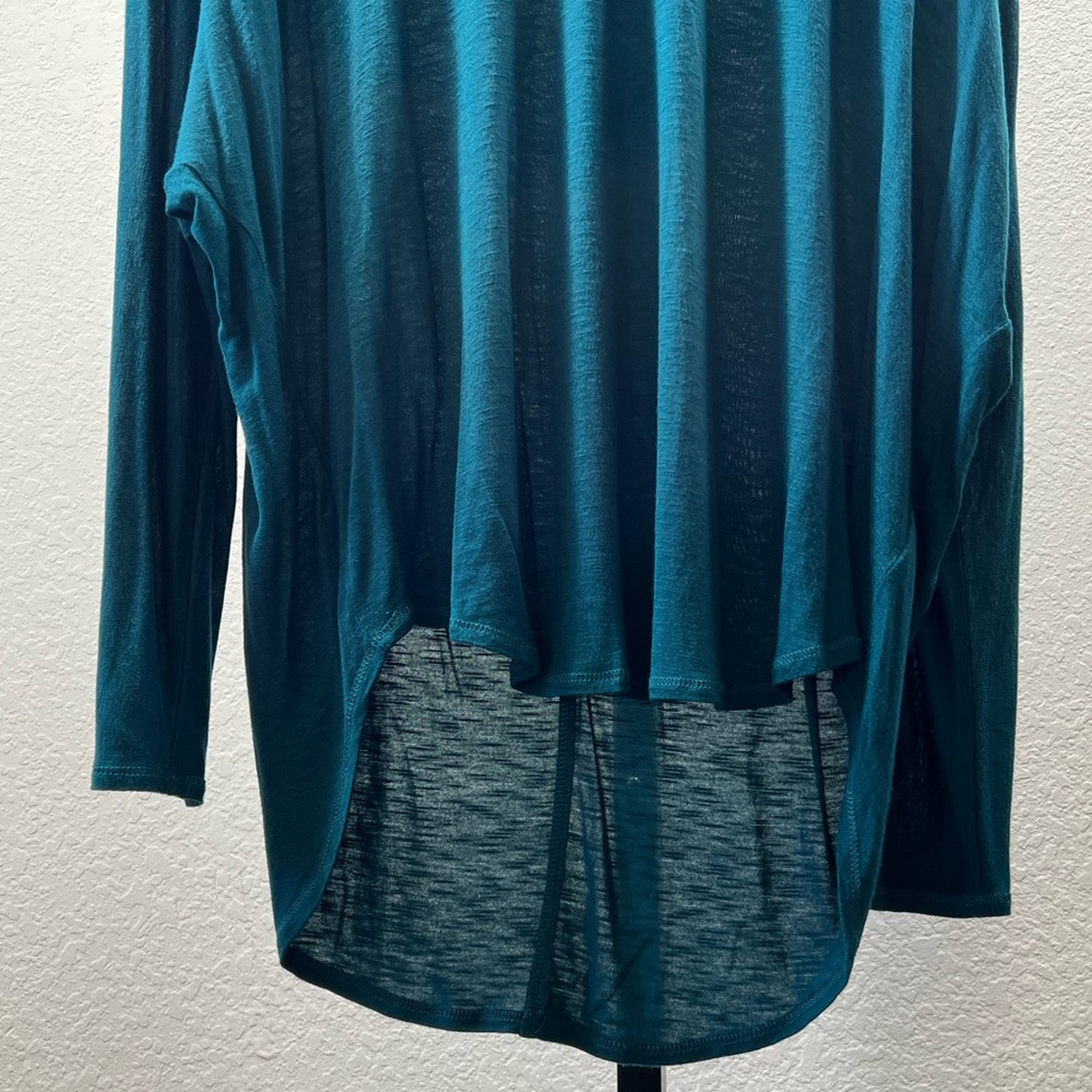 Long Sleeve High Low Top Green Layering Basic Oversized T Shirt Casual Blouse BF - Picture 4 of 17
